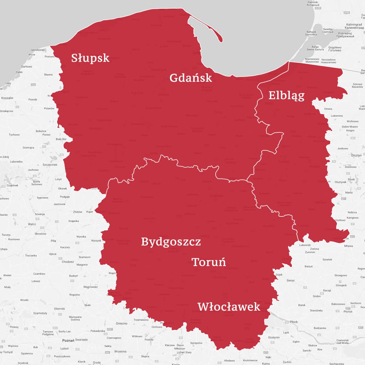 Komornik Opalski Gdańsk - mapa apelacji gdańskiej